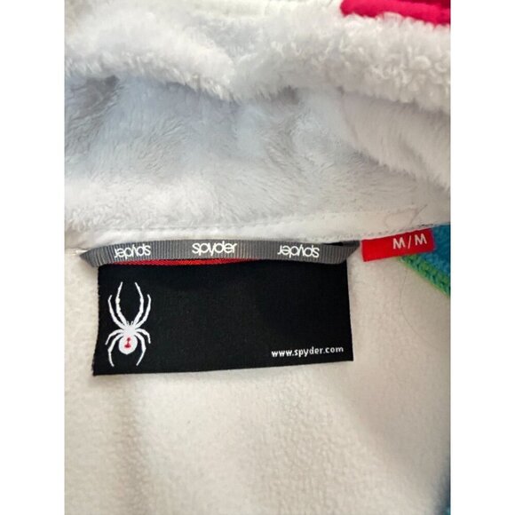 Spyder White Colorblock Hooded Jacket Zip Up Jacket Size Medium - Picture 7 of 7